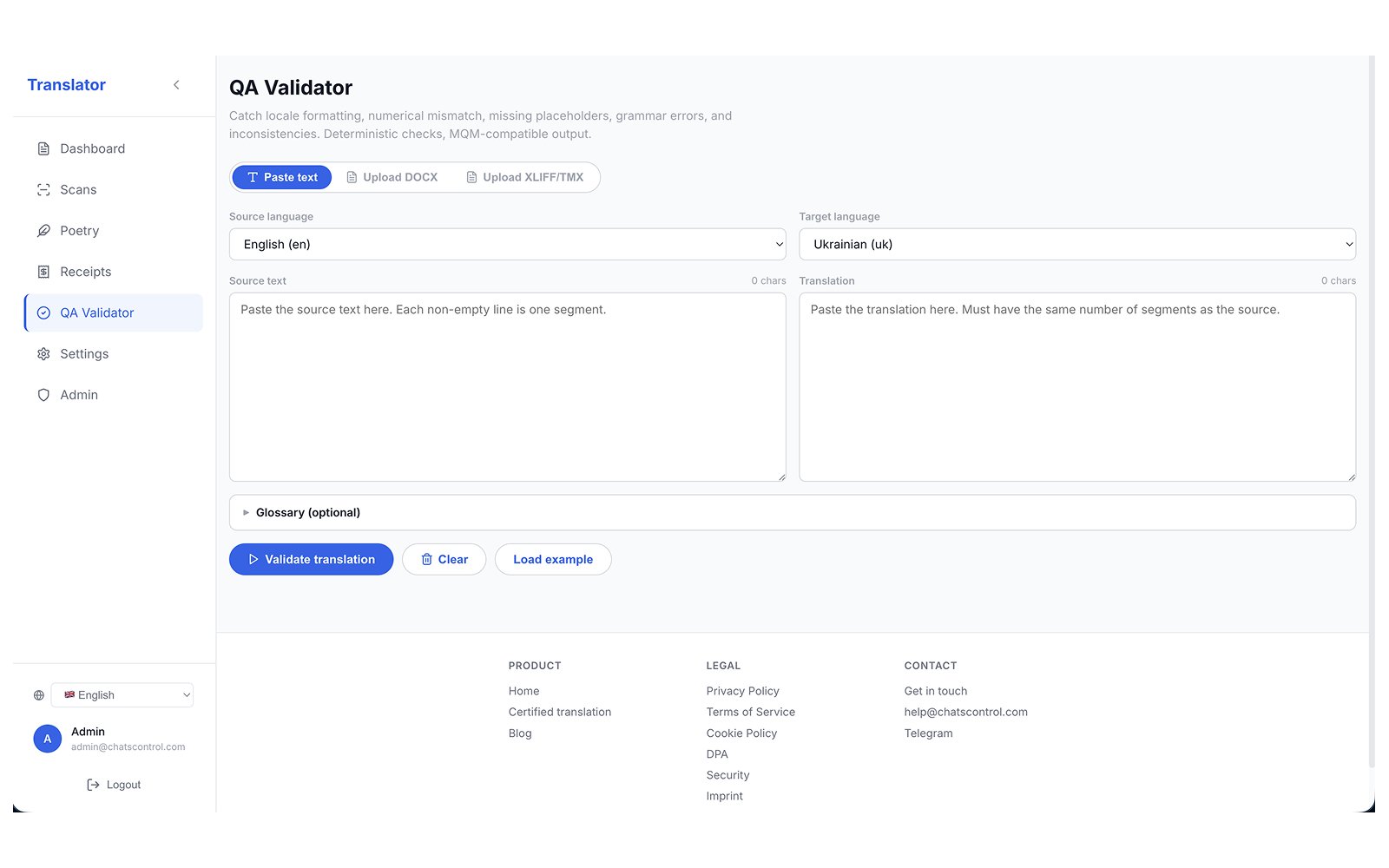 ChatsControl — AI document translation platform - 2